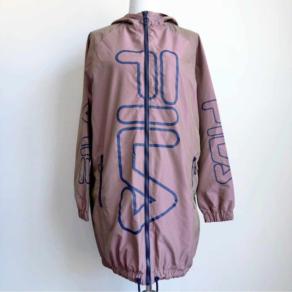 Fila Tatiana Long Wind Jacket Womens Size Medium Pink Shadow Reflective NWT New